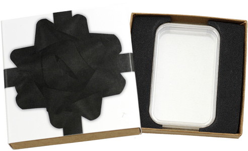 SilverTowne Natural Kraft Paper Gift Box with Black Bow Box Sleeve & Capsule - Product Packaging [Add $5.00]